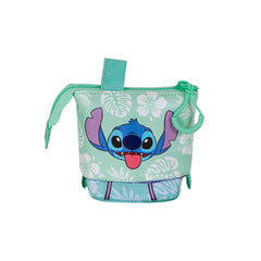 Disney Lilo și Stitch Aloha-Penal portabil drăguț + 2 pixuri gel șterse, albastru