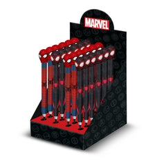 Marvel Spiderman Peter-Présentoir 24 Unités Stylo Gel Effaçable, Rouge