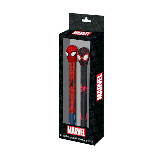Marvel Spiderman Peter-Pack of Eternal Pencil + Erasable Gel Pen, Red