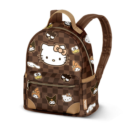 Hello Kitty Squares-Heady Backpack Small, Brown