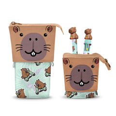 Oh My Pop! Capybara-Trousse Cute + Stylo 10 Couleurs + Stylo Gel, Vert