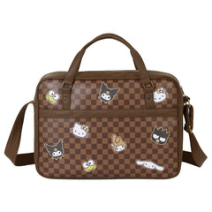 Hello Kitty Squares-Laptop Messenger Bag, Brown