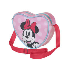 Disney Minnie Mouse Ribbon-Bolso Bandolera Corazón Casual, Rosa
