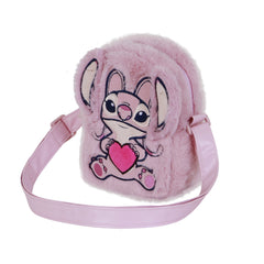 Disney Lilo and Stitch Angel Heart-Action Plush Crossbody Bag, Pink