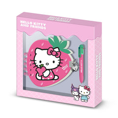 Hello Kitty Strawberry-Confezione con Diario Fragola + Penna 6 Colori, Rosa