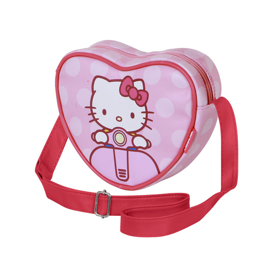 Hello Kitty Moto-Casual Heart Crossbody Bag, Pink