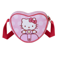 Hello Kitty Moto-Casual Heart Crossbody Bag, Pink