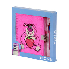 Disney Lotso Liebenswert Erdbeer-Set Tagebuch Plüsch + 6-Farben-Kugelschreiber, Rosa