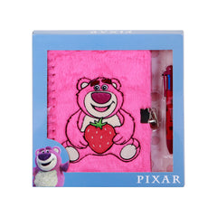 Disney Lotso Liebenswert Erdbeer-Set Tagebuch Plüsch + 6-Farben-Kugelschreiber, Rosa