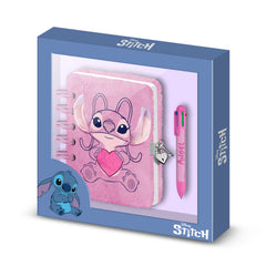 Disney Lilo e Stitch Angel Heart-Confezione con Diario Plush + Penna 6 Colori, Rosa