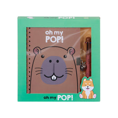 Oh My Pop! Capybara-Pack of A5 Diary + 6-Coloured Pen, Multicolour