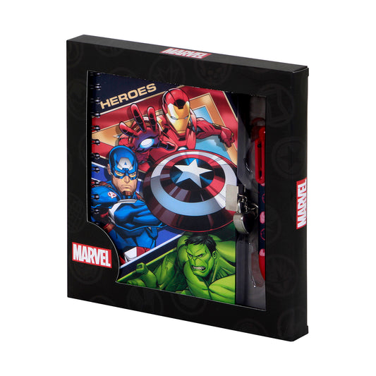 Marvel Los Vengadores Battle-Pack de Diario A5 + Bolígrafo de 6 Colores, Azul