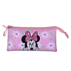 Disney Minnie Mouse Blooming-Estuche Portatodo Triple, Rosa