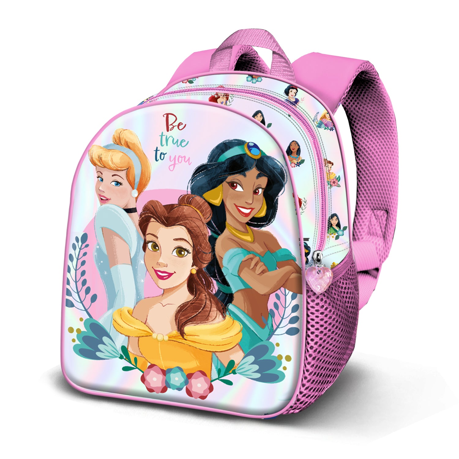 Disney Princesas Floral-Mochila Basic, Rosa
