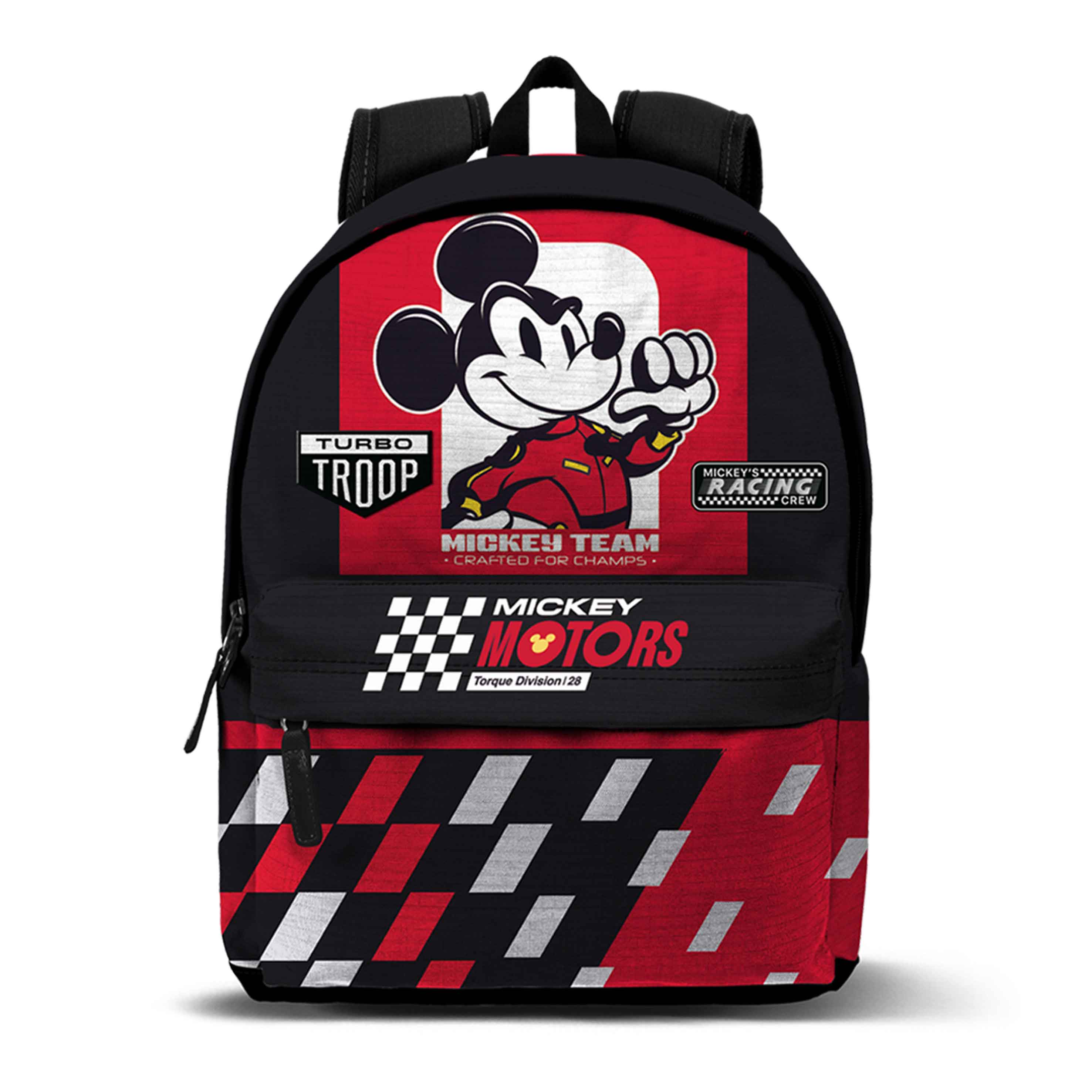 Disney Mickey Mouse Racing-Mochila Pequeña HS FAN, Rojo