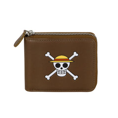 One Piece Skull Geldbörse mit Reißverschluss, Braun