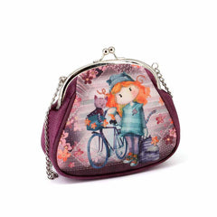 Forever Ninette Bicycle-Large Chain Retro Crossbody Bag, Burgundy