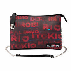 La Casa de Papel Cities-Handy Triple Handy Shoulder Bag, Red