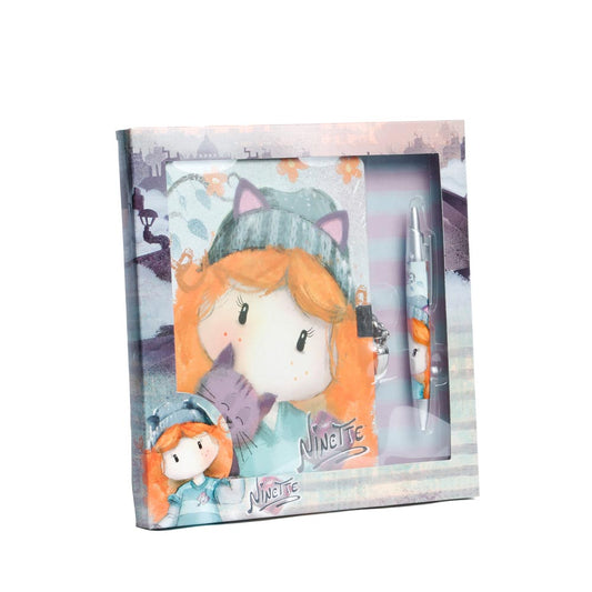 Forever Ninette Cute-Diary Gift Box with Key and Pen, Multicolor