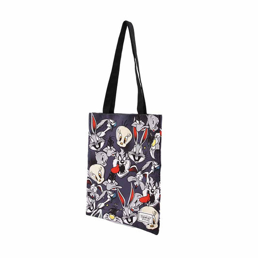 Looney Tunes Folks-Bolsa de la Compra Tote Shopping Bag, Gris
