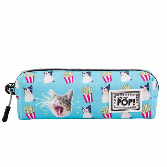 Oh My Pop Angry Cat-Estuche Portatodo Cuadrado HS, Turquesa