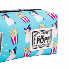 Oh My Pop Angry Cat-Estuche Portatodo Cuadrado HS, Turquesa