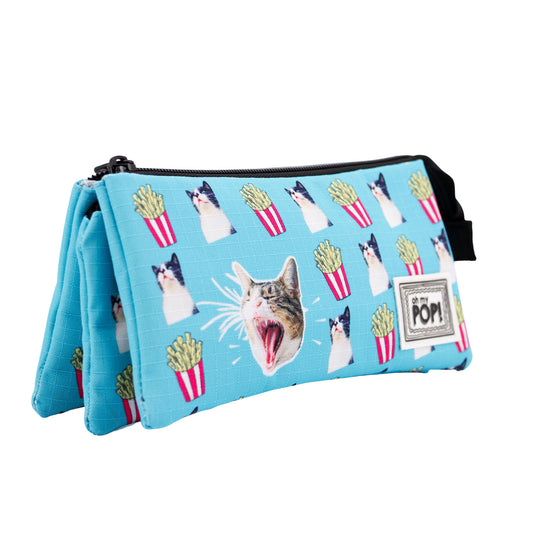 Oh My Pop Angry Cat-Estuche Portatodo Triple HS, Turquesa