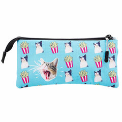 Oh My Pop Angry Cat-Estuche Portatodo Triple HS, Turquesa