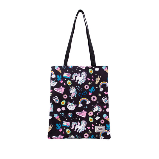 Oh My Pop Illusion-Bolsa de la Compra Tote Shopping Bag, Negro