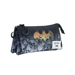 DC Comics Batman Skulls-Estuche Portatodo Triple HS, Negro