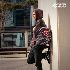 Sac à dos Marvel Captain America Scratches-HS FAN, gris
