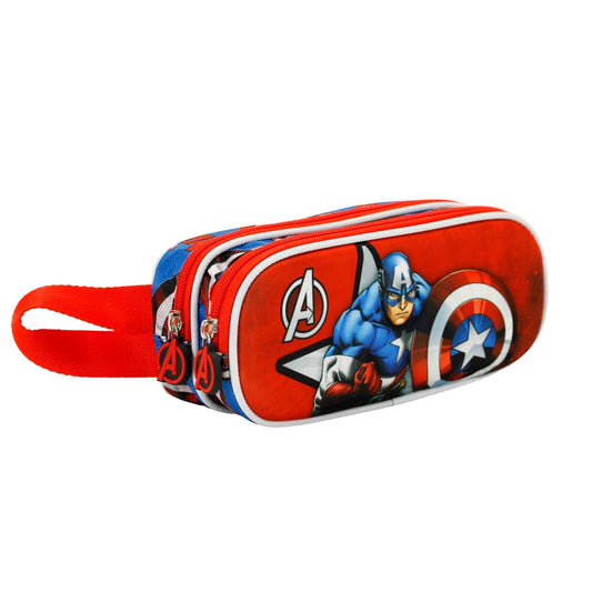 Marvel Capitán América Gravity-Estuche Portatodo 3D Doble, Rojo