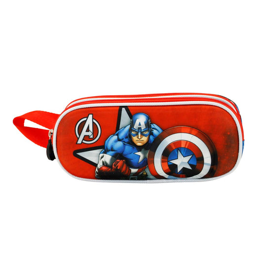 Marvel Capitán América Gravity-Estuche Portatodo 3D Doble, Rojo