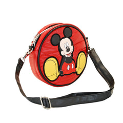 Disney Mickey Mouse Shoes-Bolso Bandolera Redondo Padding, Rojo