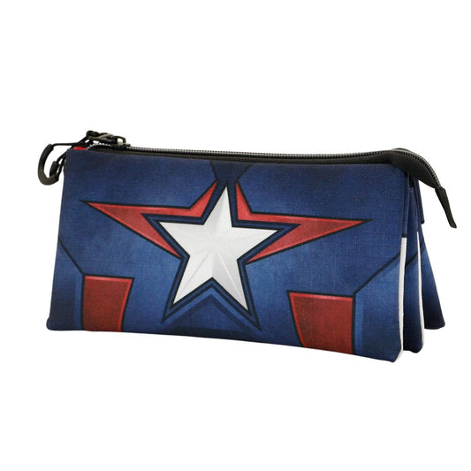 Marvel Captain America Courage-Triple ECO Pencil Case, Blue