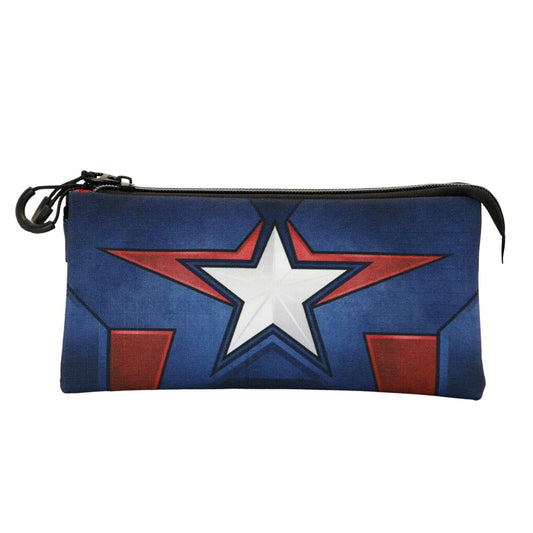 Marvel Captain America Courage-Triple ECO Pencil Case, Blue