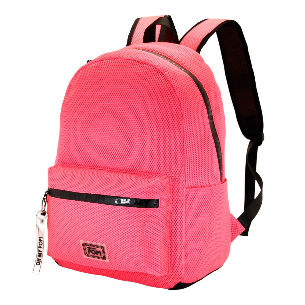 Oh My Pop Fuchsia Neon Fuchsia-Mesh Backpack, Pink