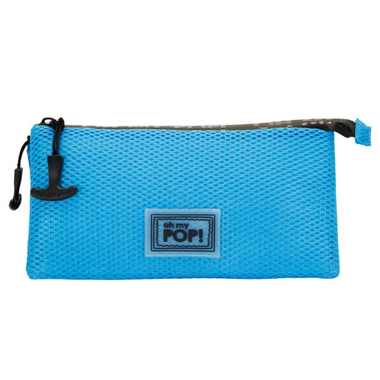 Oh My Pop Cyan Neon-Estuche Portatodo Triple Mesh, Azul