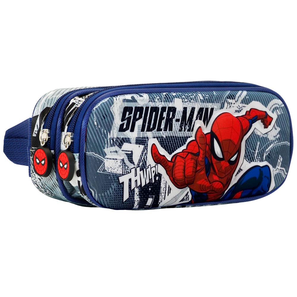 Marvel Spiderman Jumping-Double 3D Pencil Case, Grey