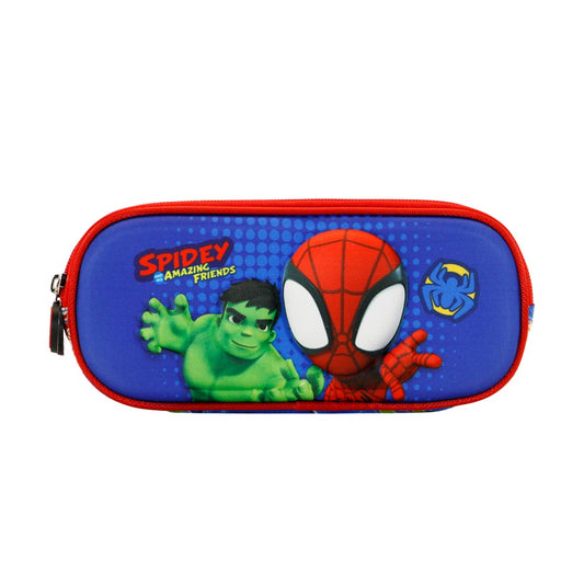 Marvel Spiderman Circles-Estuche Portatodo 3D Doble, Azul