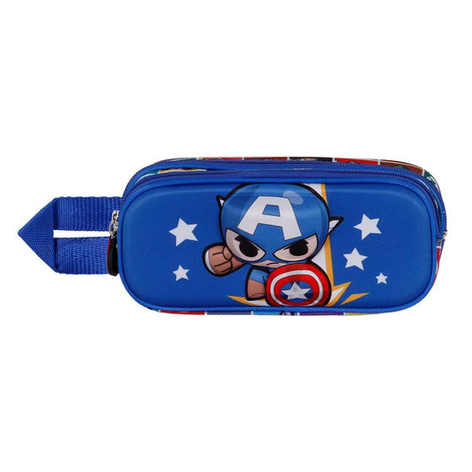 Marvel Capitán América Punch-Estuche Portatodo 3D Doble, Azul