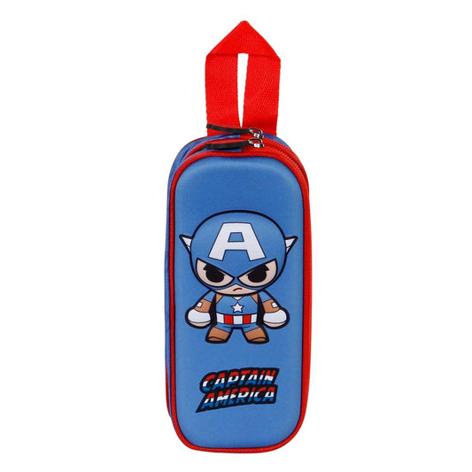 Marvel Capitán América Bobblehead-Estuche Portatodo 3D Doble, Azul