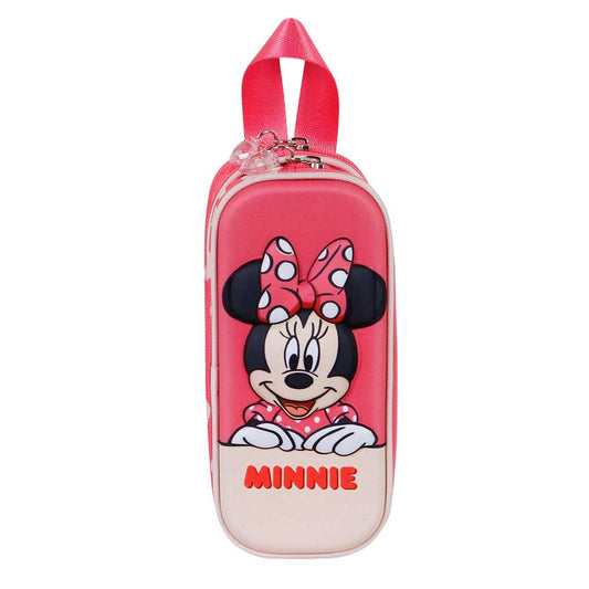 Disney Minnie Mouse Bobblehead-Estuche Portatodo 3D Doble, Rosa