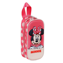 Disney Minnie Mouse Bobblehead-Estuche Portatodo 3D Doble, Rosa