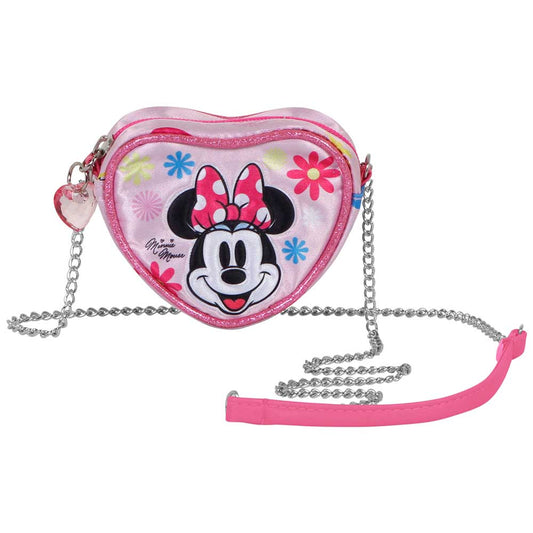 Disney Minnie Mouse Floral-Borsa a Tracolla Cuore Mini, Rosa