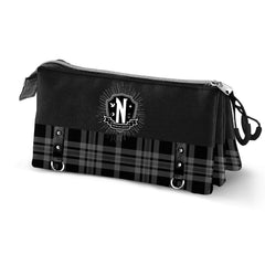 Wednesday Miércoles Chains-Estuche Portatodo Triple, Negro