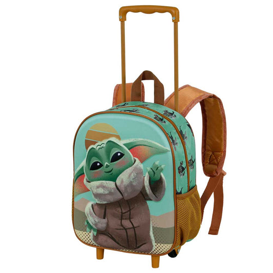 Star Wars The Mandalorian Say Hi-Mochila 3D con Ruedas Pequeña, Verde