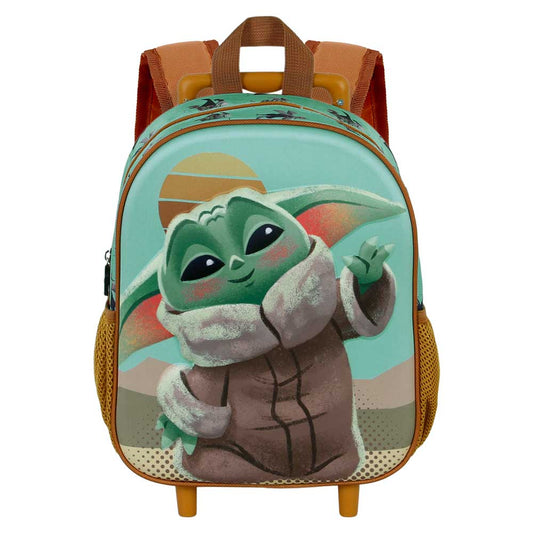 Star Wars The Mandalorian Say Hi-Mochila 3D con Ruedas Pequeña, Verde