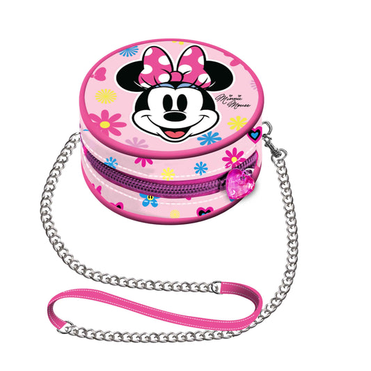 Disney Minnie Mouse Floral-Mini Handbag with Round Chain, Pink
