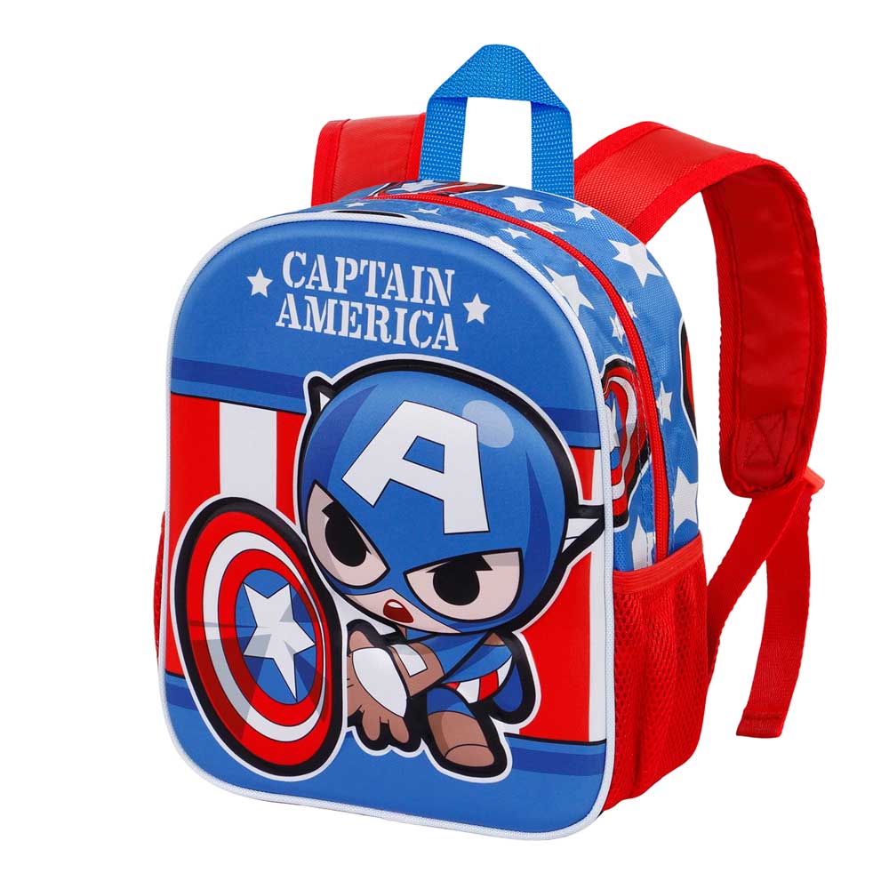 Marvel Captain America Let's go-Backpack 3D Small, bleu